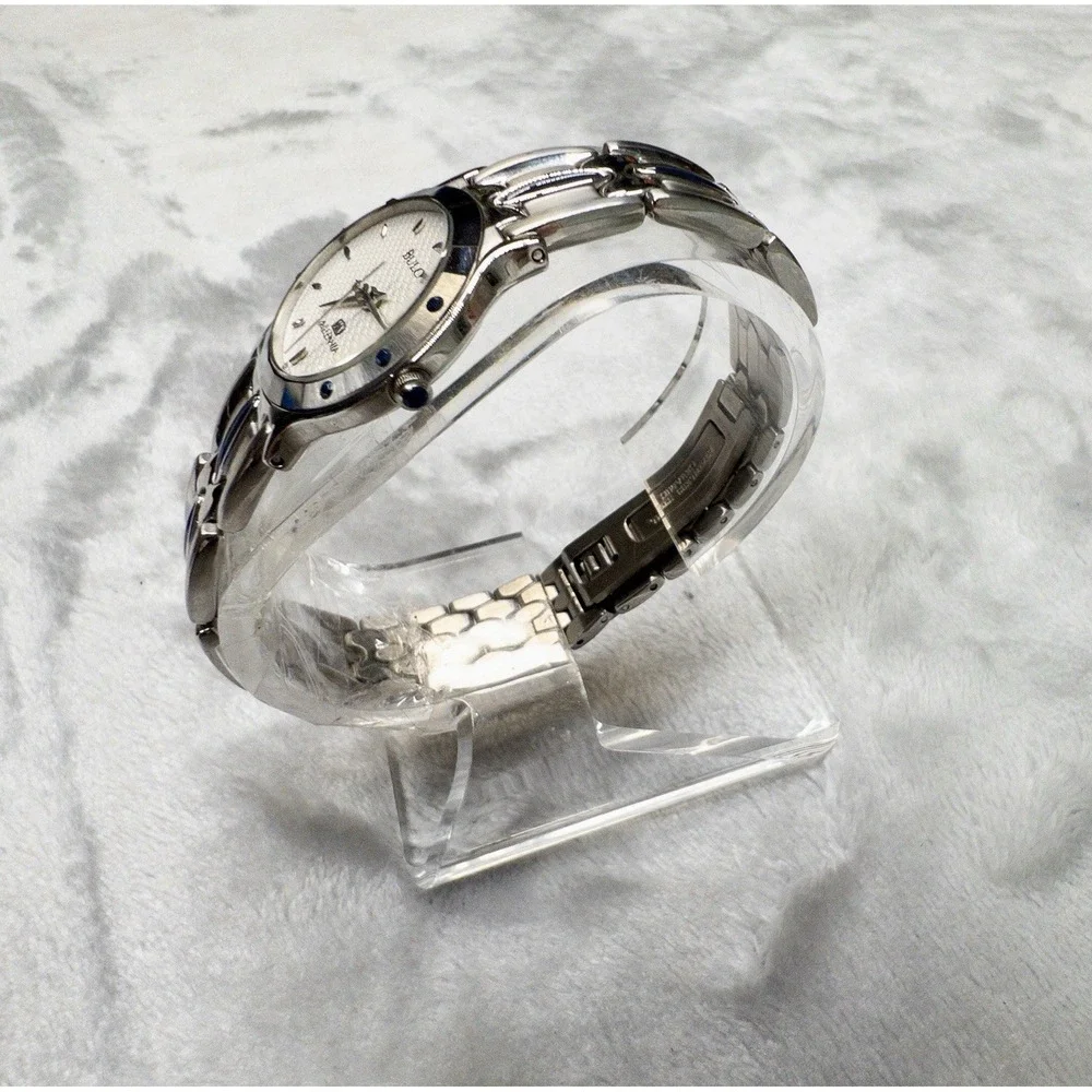 Vintage Bulova Millennia Ceramic 25mm Womens Silver Watch New Battery